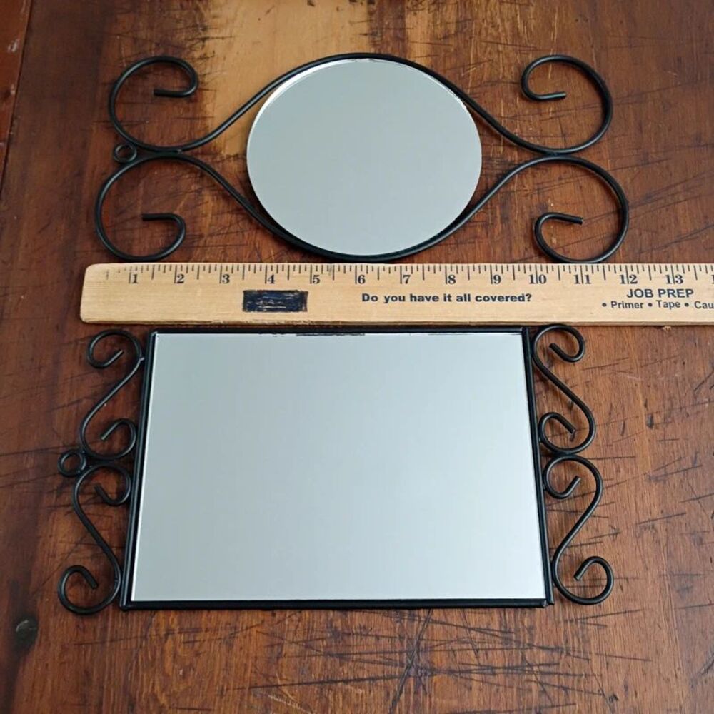 NEW Black Ornate 3 Piece Metal Wall Mirror Set Home Decorations - Picture 4 of 12